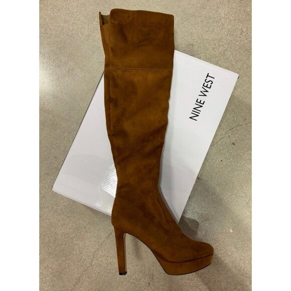 NINE WEST / Gotcha-2 / Brown / Suede / Platform / Knee-High / Boots With Stilett - Picture 4 of 6